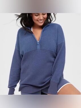 OFFLINE by Aerie Home Stretch Ribbed Sweater Half Zip size Medium